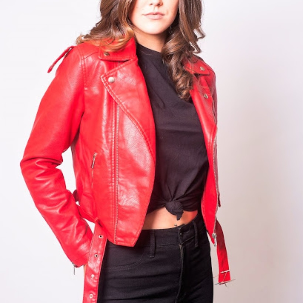 NEW Vegan Leather Cropped Biker Jacket